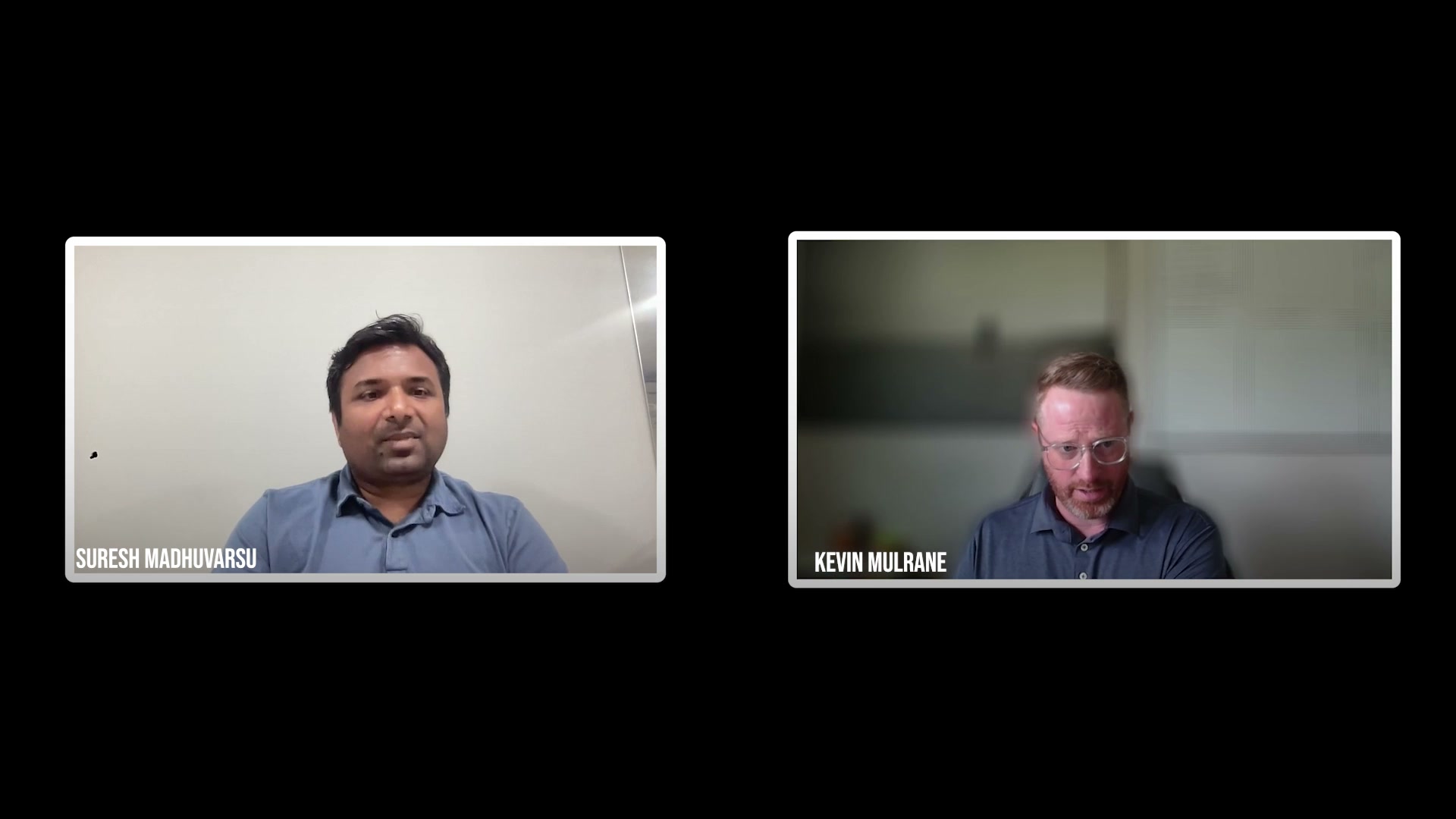 Host Suresh Madhuvarsu and Kevin Mulrane side by side during episode 1 of Revenue Under Pressure